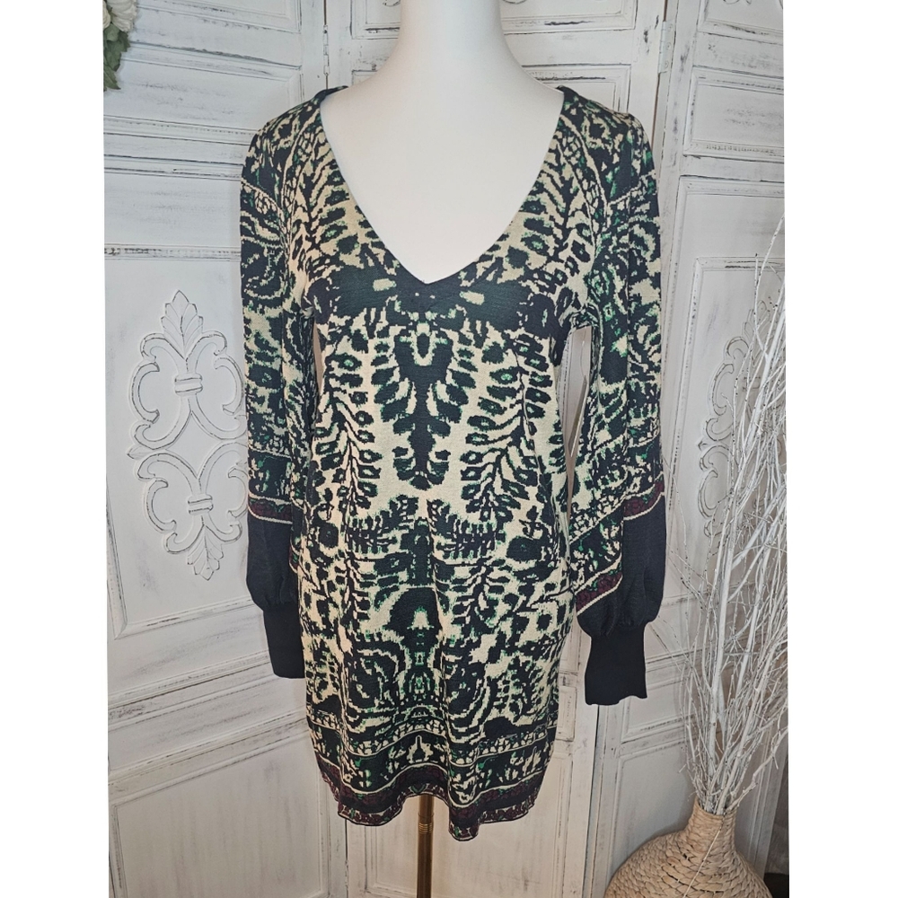 Free People Music & Lyrics Black Multicolor  Knit Sweater Mini Dress
